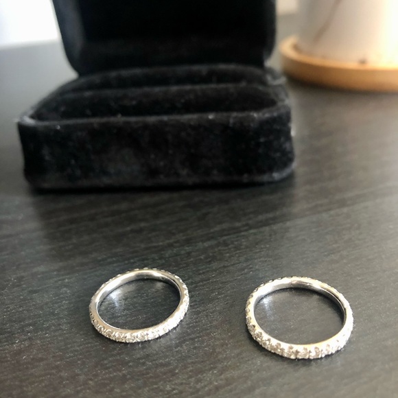 Two Diamond Eternity Wedding Bands - Picture 2 of 4